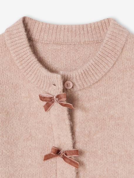 Gilet fille noeuds en velours anthracite+rose poudré - vertbaudet enfant 