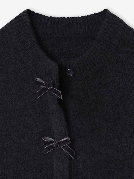 Gilet fille noeuds en velours anthracite+rose poudré - vertbaudet enfant 