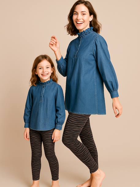 Legging met zebraprint voor meisjes, moeder-dochter capsule ENVIE DE FRAISE chocoladebruin - vertbaudet enfant 