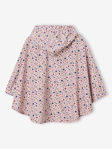 Regenjas LILIBETH met capuchon voor meisjes met bloemenprint lichtroze+rozen - vertbaudet enfant 