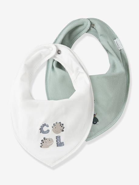 Lot 2 bavoirs naissance vert anglais - vertbaudet enfant 