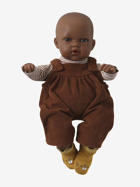 Set salopet van fluweel / velours + t-shirt + sokken voor poppen bruin - vertbaudet enfant 