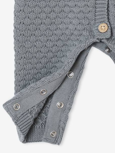 Combinaison naissance en tricot texturé vert de gris - vertbaudet enfant 