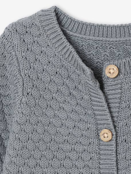 Combinaison naissance en tricot texturé vert de gris - vertbaudet enfant 