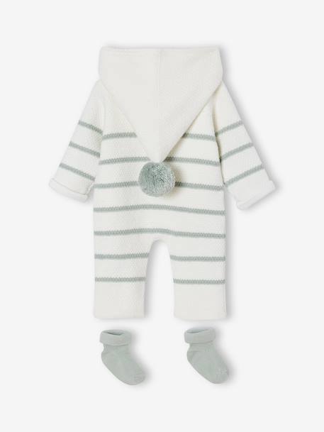 Ensemble bébé combinaison + chaussettes coffret cadeau naissance vert sauge - vertbaudet enfant 