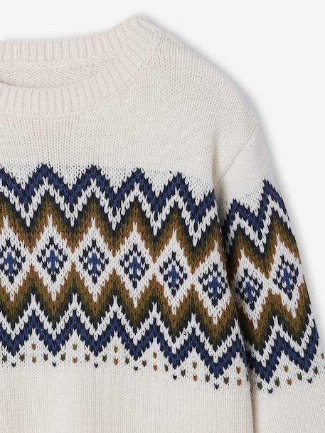 Jacquard trui voor jongens met lange mouwen ecru - vertbaudet enfant 