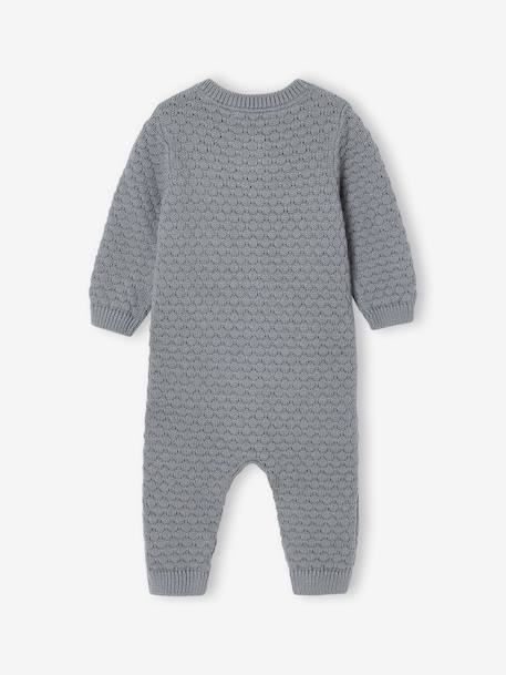 Combinaison naissance en tricot texturé vert de gris - vertbaudet enfant 