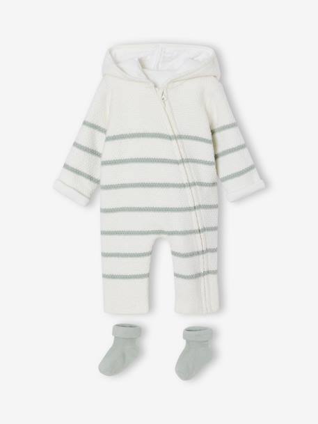 Ensemble bébé combinaison + chaussettes coffret cadeau naissance vert sauge - vertbaudet enfant 