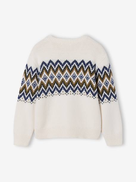 Jacquard trui voor jongens met lange mouwen ecru - vertbaudet enfant 