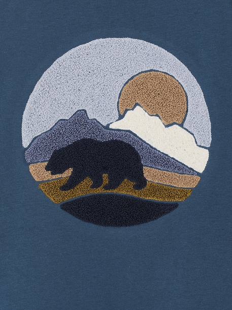 Sweat doublé sherpa imprimé garçon bleu canard - vertbaudet enfant 