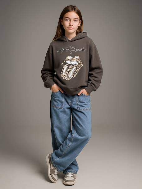 Sweater voor meisjes met capuchon The Rolling Stones® antraciet - vertbaudet enfant 