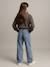 Jean large poches charpentier fille bleu moyen+denim gris - vertbaudet enfant 