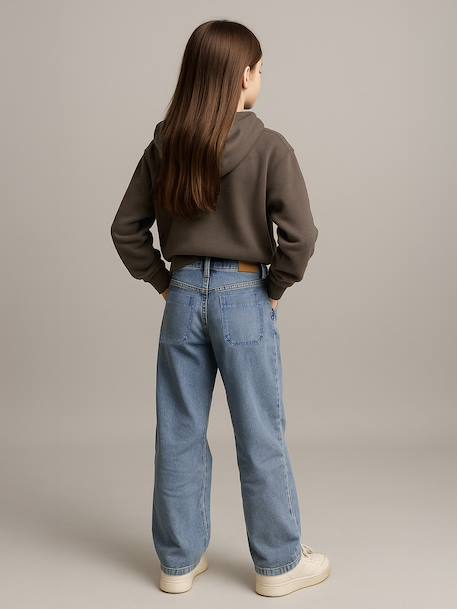 Wijde jeans met timmermanszakken voor meisjes JONEN denimgrijs+middenblauw - vertbaudet enfant 