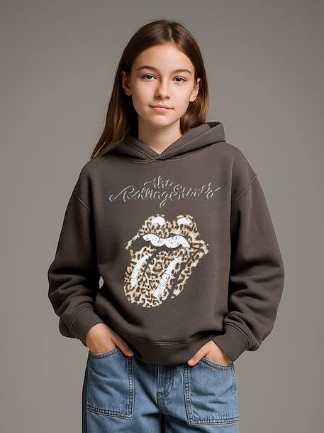 Sweat The Rolling Stones fille à capuche anthracite - vertbaudet enfant 