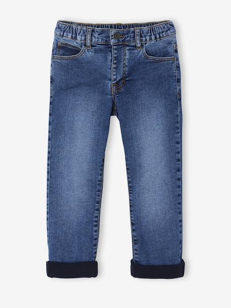 Denim jeans met fleecevoering voor jongens stone - vertbaudet enfant 