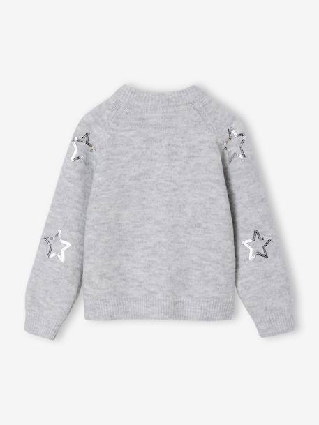 Gilet fille noël étoiles en sequins gris chiné - vertbaudet enfant 