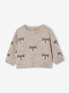 Bébé-Pull, gilet, sweat-Pull bébé renard en maille jacquard