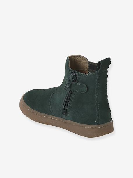 Boots fille cuir zippées bronze+camel+lot marron+marine+or+vert - vertbaudet enfant 