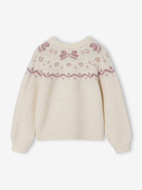 Gilet fille noël motifs jacquard détails brillants écru - vertbaudet enfant 