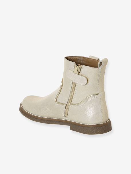 Boots enfant fille cuir zippées marine+or - vertbaudet enfant 