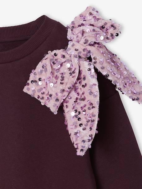 Sweat fille noeud en sequins prune - vertbaudet enfant 