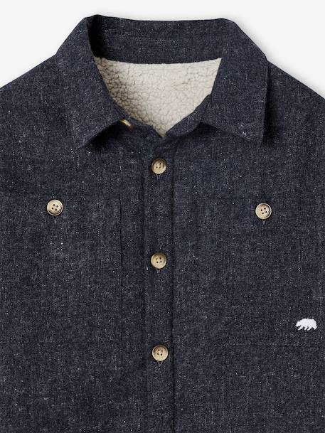 Chemise en flanelle doublée garçon gris chiné - vertbaudet enfant 