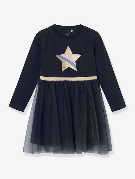 Robe pour fille en mélange de matières NMFNASTAR NAME IT bleu foncé+pivoine - vertbaudet enfant 