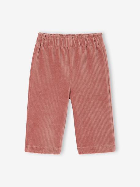 Pantalon bébé en velours forme large vieux rose - vertbaudet enfant 