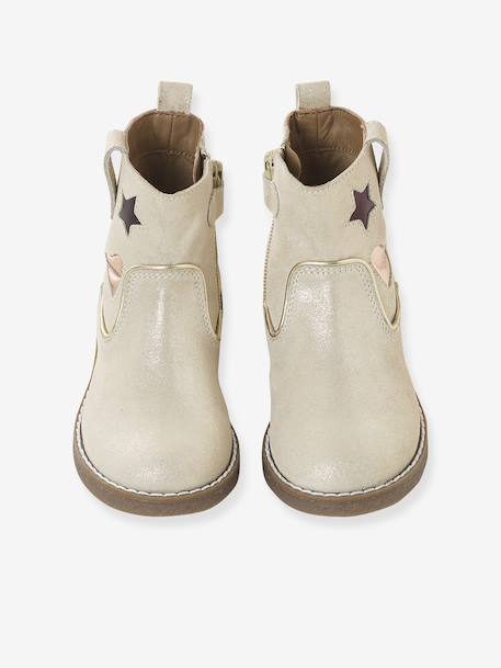 Leren laarzen voor meisjes, kleutercollectie goud+marineblauw - vertbaudet enfant 