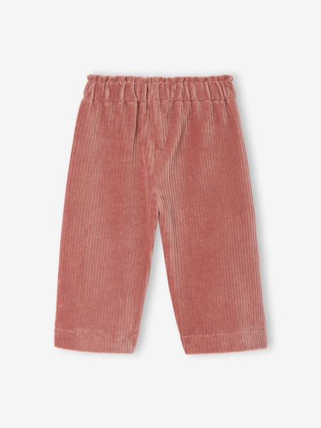 Pantalon bébé en velours forme large vieux rose - vertbaudet enfant 