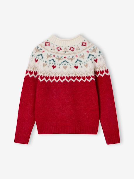 Pull fille noël jacquard rouge - vertbaudet enfant 