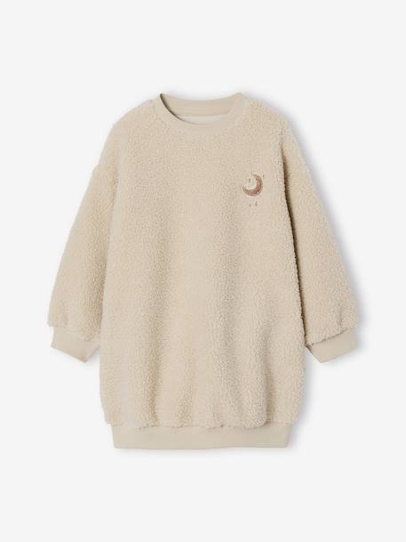 Robe fille sherpa détails brodés vanille - vertbaudet enfant 