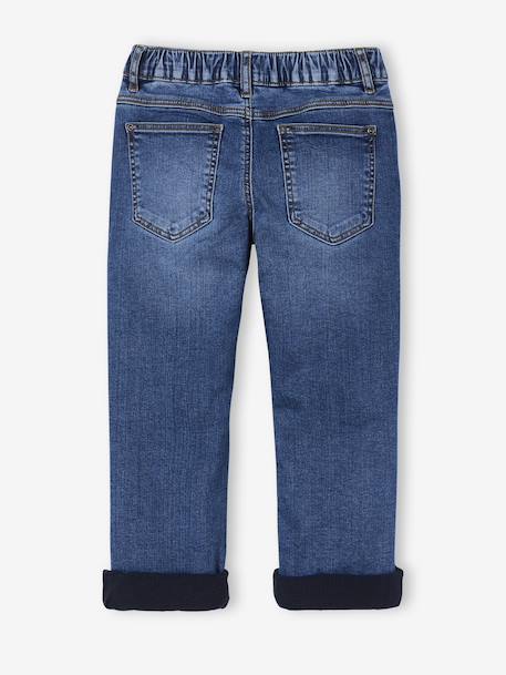 Denim jeans met fleecevoering voor jongens stone - vertbaudet enfant 