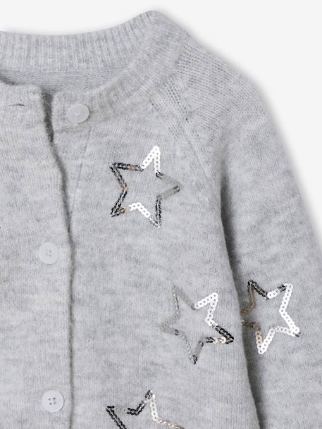 Gilet fille noël étoiles en sequins gris chiné - vertbaudet enfant 