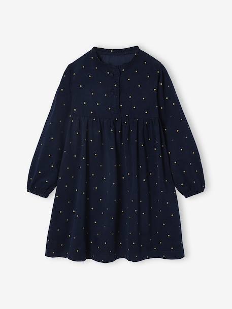 Robe en velours imprimées fille marine+tomette - vertbaudet enfant 