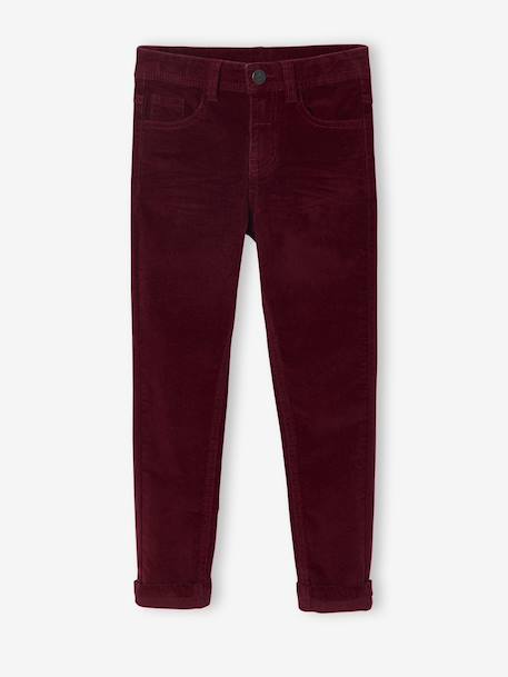 Pantalon slim velours garçon bordeaux+CAMEL - vertbaudet enfant 