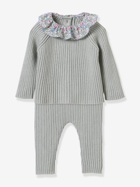 Ensemble en tricot bébé col en tissu Liberty rose - vertbaudet enfant 