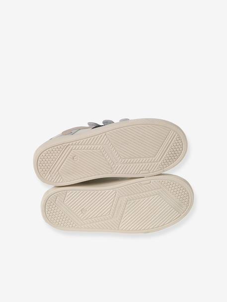 Baskets met klittenband van leer voor kinderen ecru+veel wit - vertbaudet enfant 