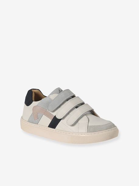 Baskets enfant garçon cuir à scratchs écru - vertbaudet enfant 