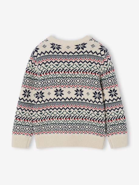 Pull garçon jacquard blanc imprimé - vertbaudet enfant 