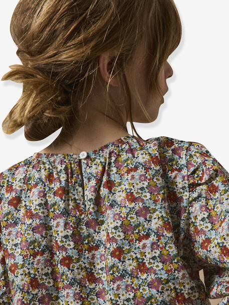 Blouse van Liberty Libby-stof voor meisjes CYRILLUS rozen - vertbaudet enfant 
