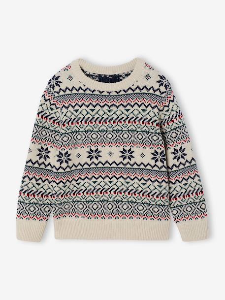 Pull garçon jacquard blanc imprimé - vertbaudet enfant 