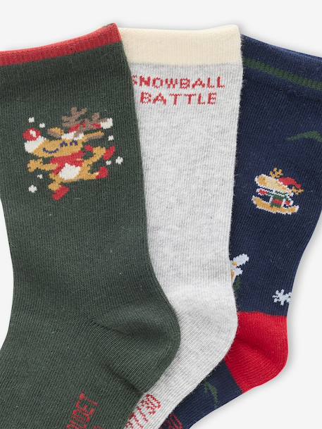 Set van 3 paar kerstsokken voor jongens gemêleerd grijs - vertbaudet enfant 