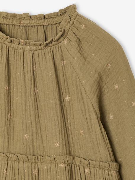 Ensemble fille 3 pièces robe gilet sherpa collant olive - vertbaudet enfant 