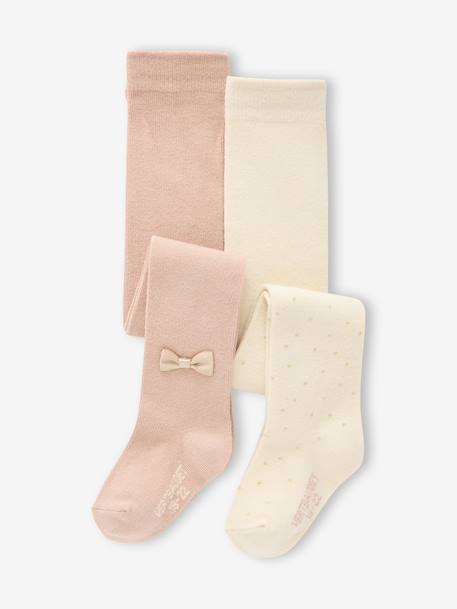 Set van 2 paar panty's Kerstmis babymeisje ecru - vertbaudet enfant 