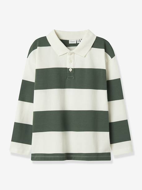 Polo pour garçon NKMNUTIVA NAME IT rayé noir+rayé vert - vertbaudet enfant 