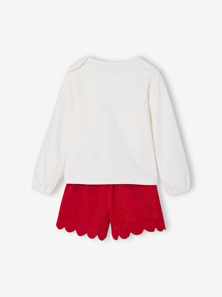 Kerst set voor meisjes, t-shirt en short van fluweel / velours met pailletten rood - vertbaudet enfant 