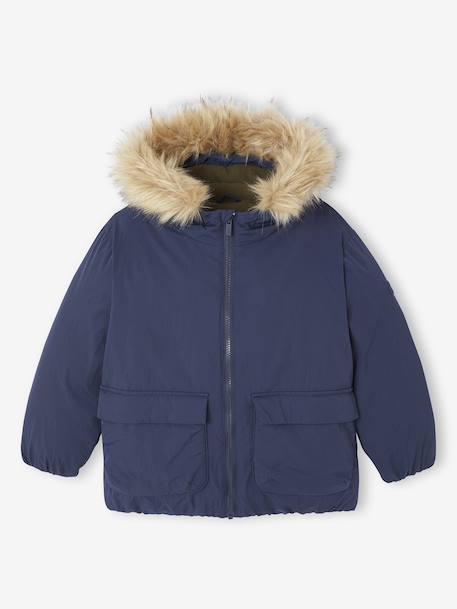Parka garçon à capuche doublée polaire marine - vertbaudet enfant 