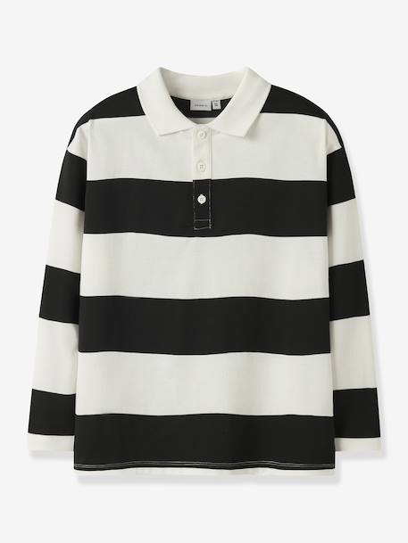 Polo pour garçon NKMNUTIVA NAME IT rayé noir+rayé vert - vertbaudet enfant 