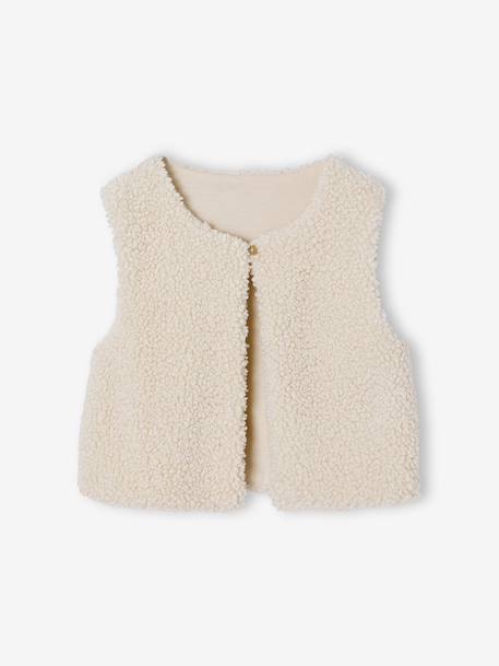 Ensemble fille 3 pièces robe gilet sherpa collant olive - vertbaudet enfant 